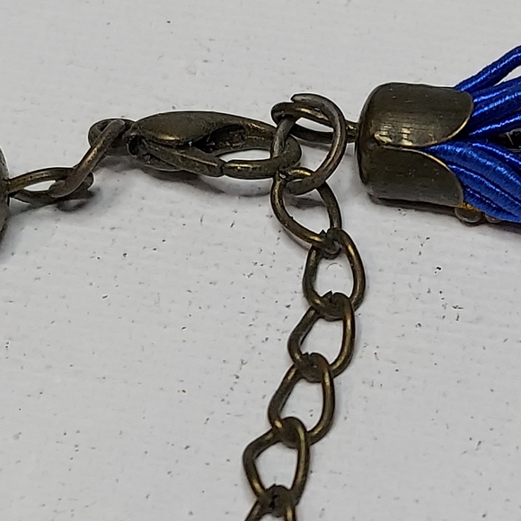 Blue Peacock Pendant on braided beads 18 in - Picture 5 of 7